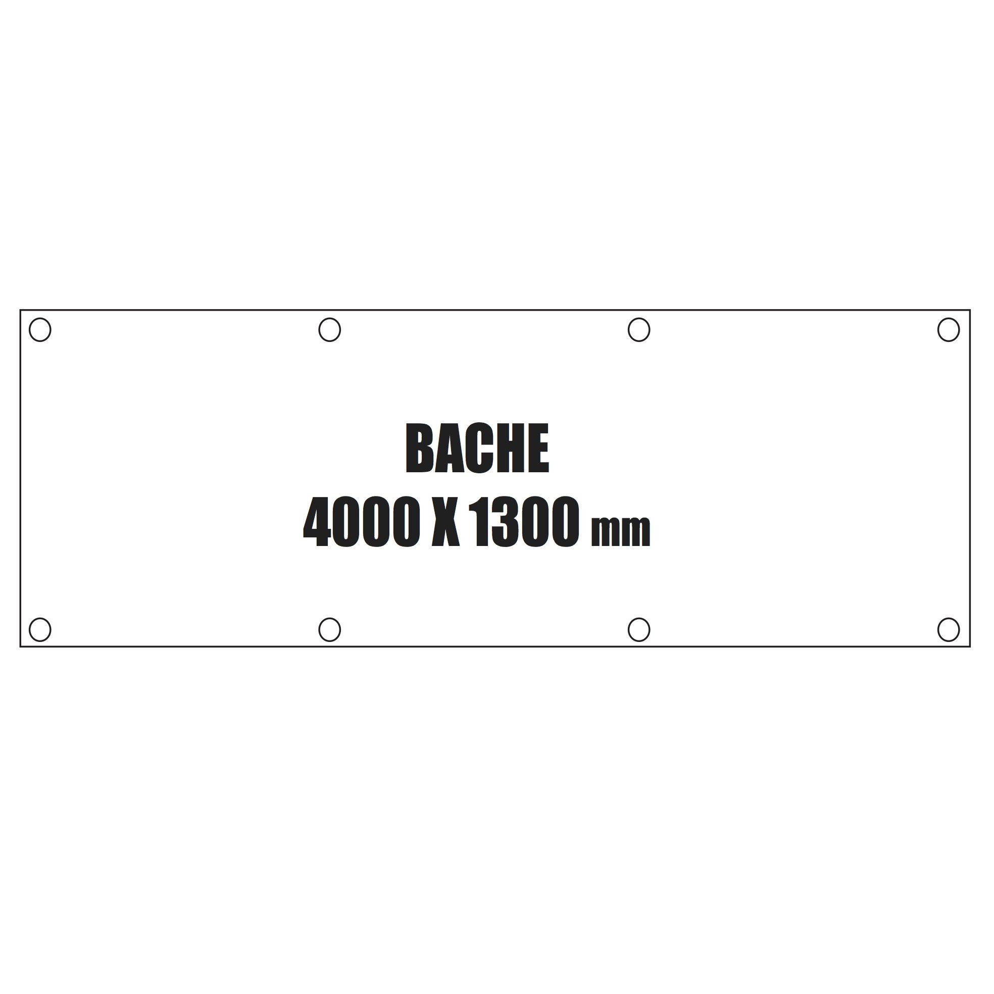 Bache 4000x1300mm avec oeillets et marquage quadri