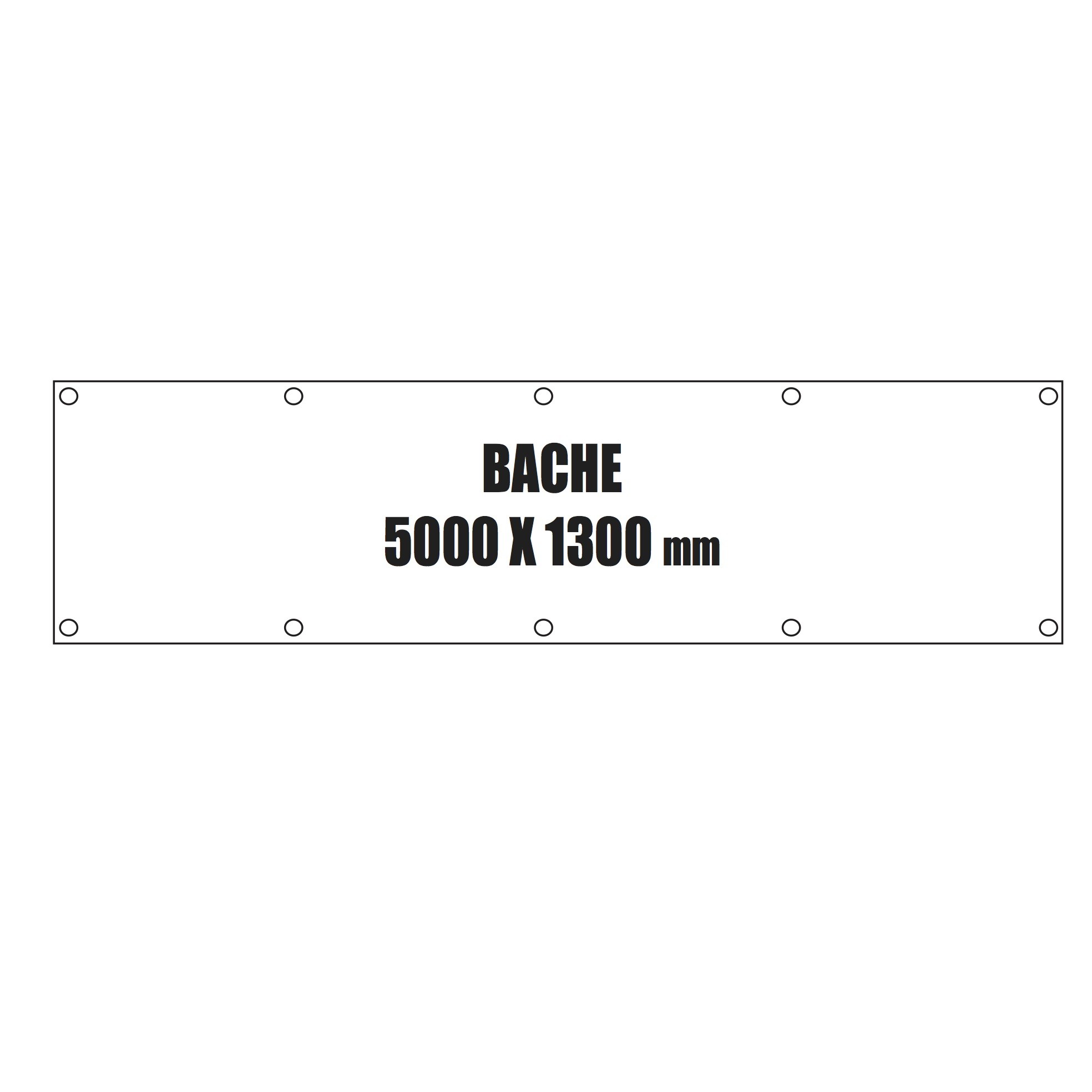 Bâche avec oeillets 5000x1300mm impression quadri