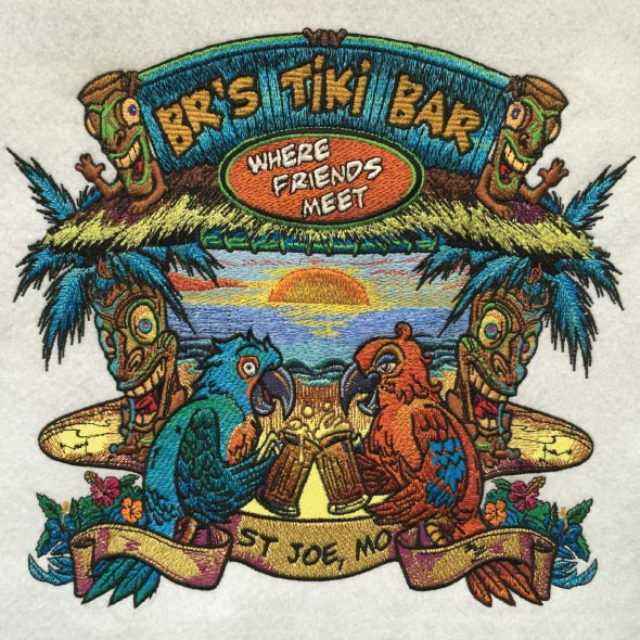 Ecusson brodé à la forme du logo 6cm