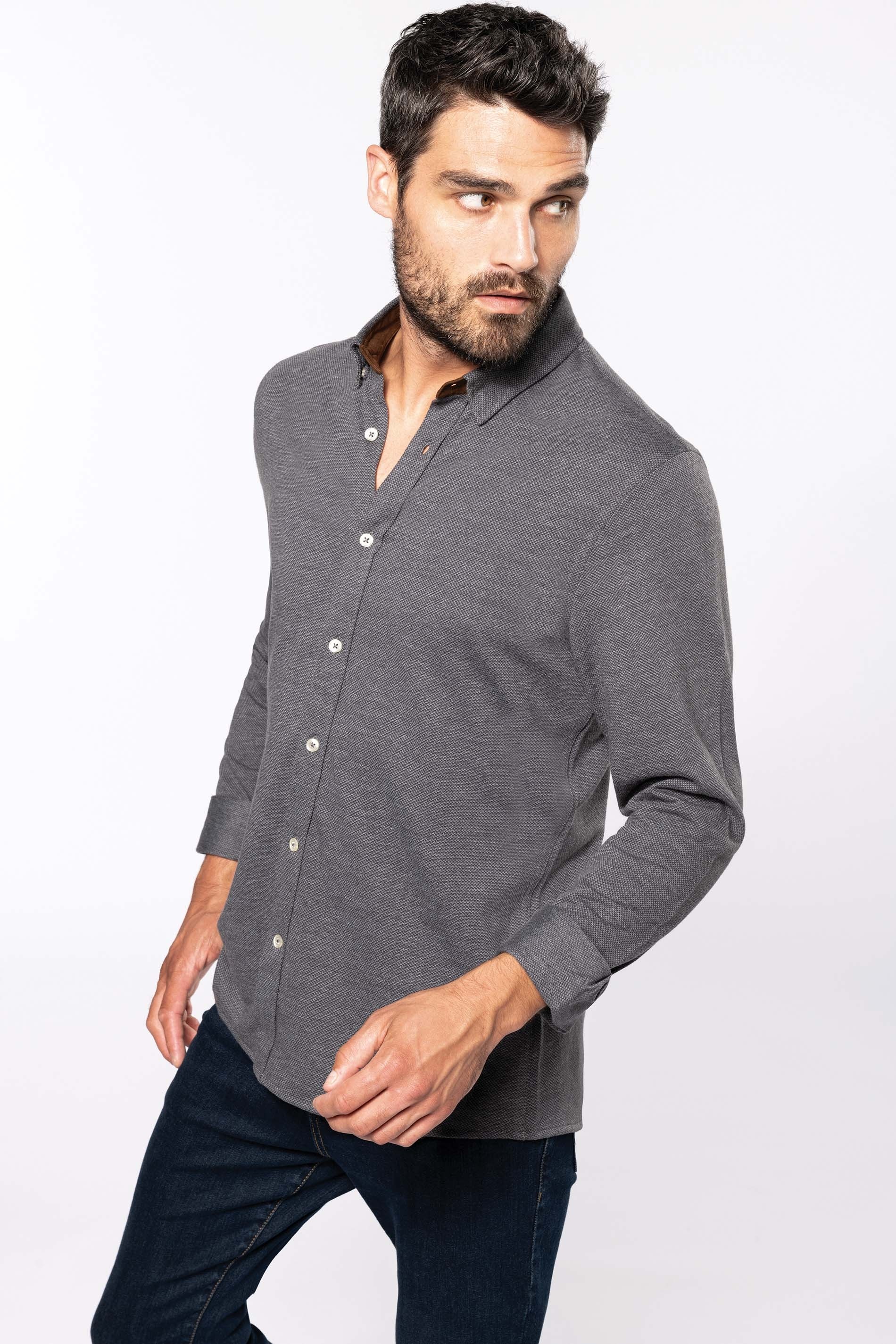 Chemise jacquard manches longues