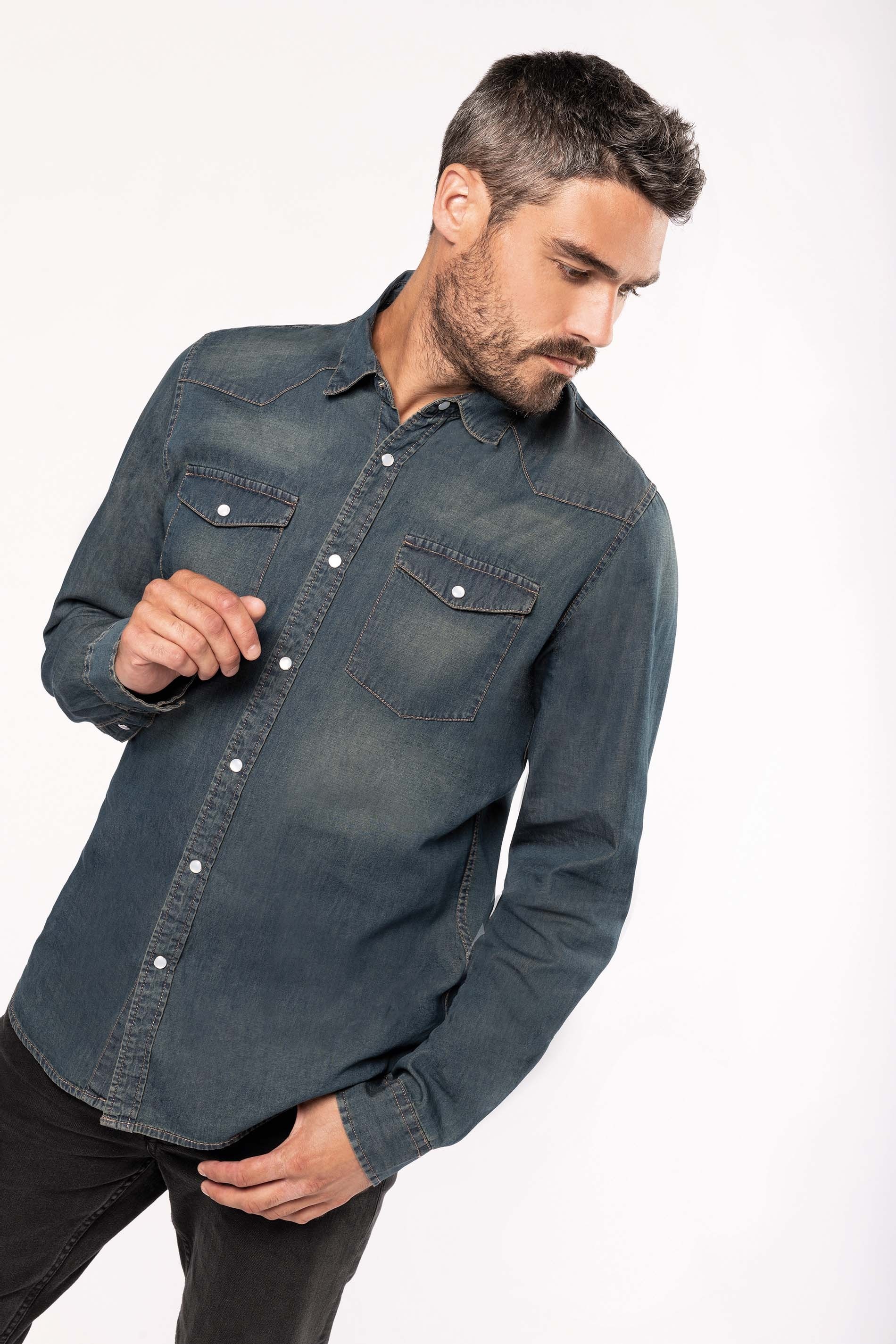 Chemise denim manches longues