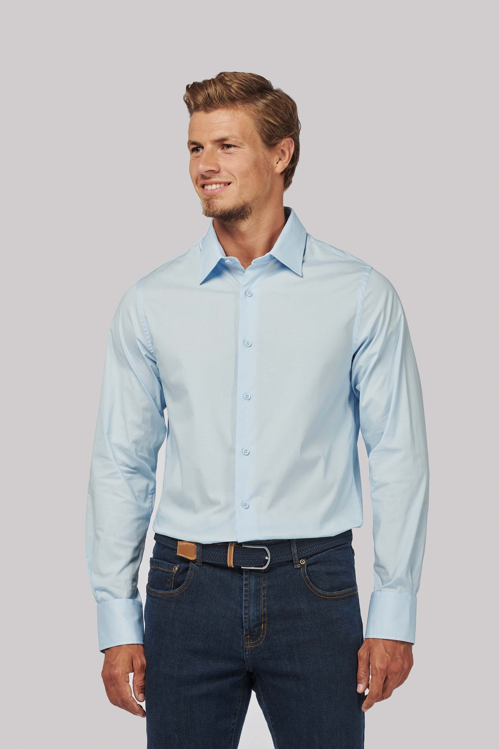 Chemise coton / élasthanne manches longues (rupture sur toutes les tailles pour les blanches jusqu'au 05/02/2022)