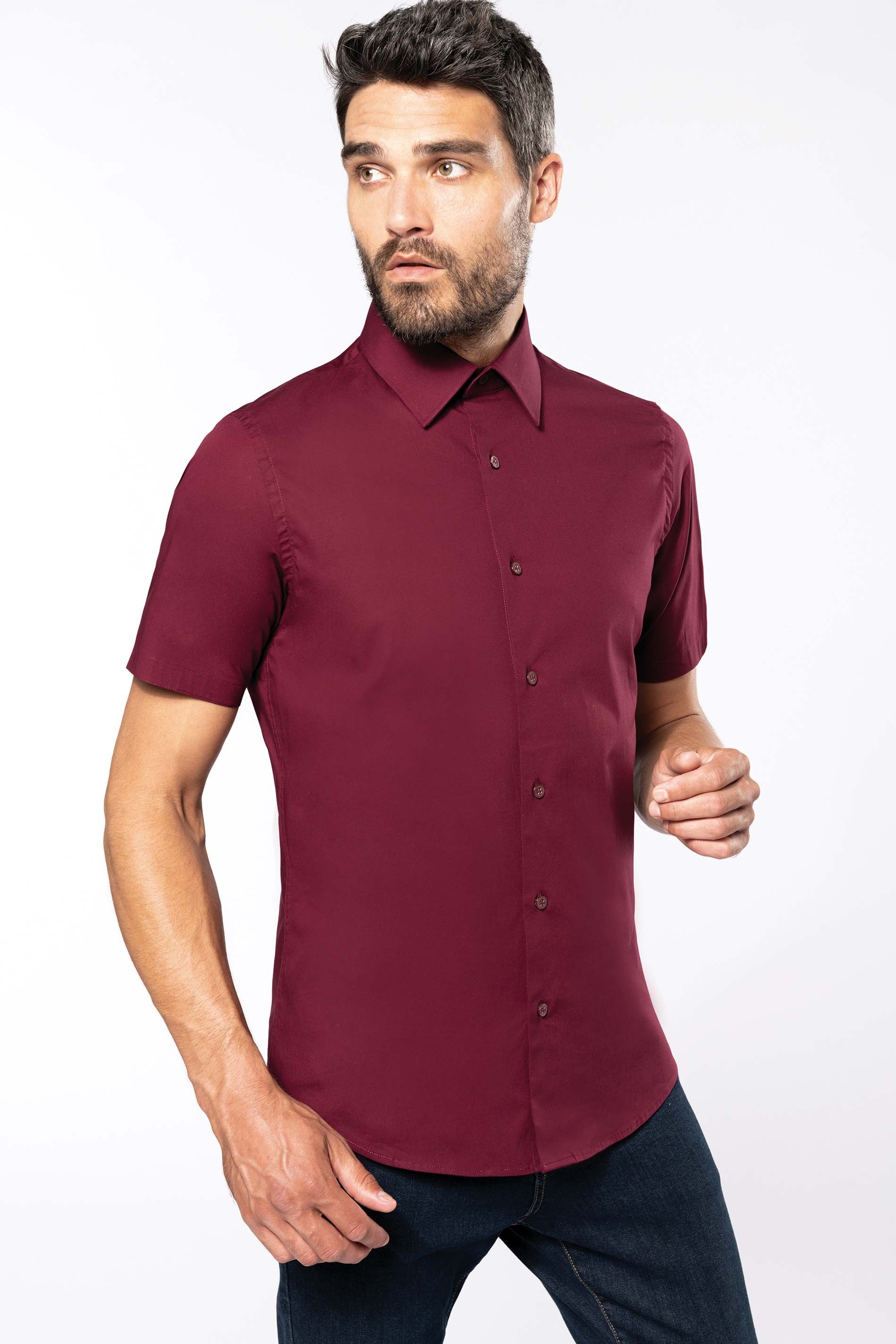 Chemise coton / élasthanne manches courtes