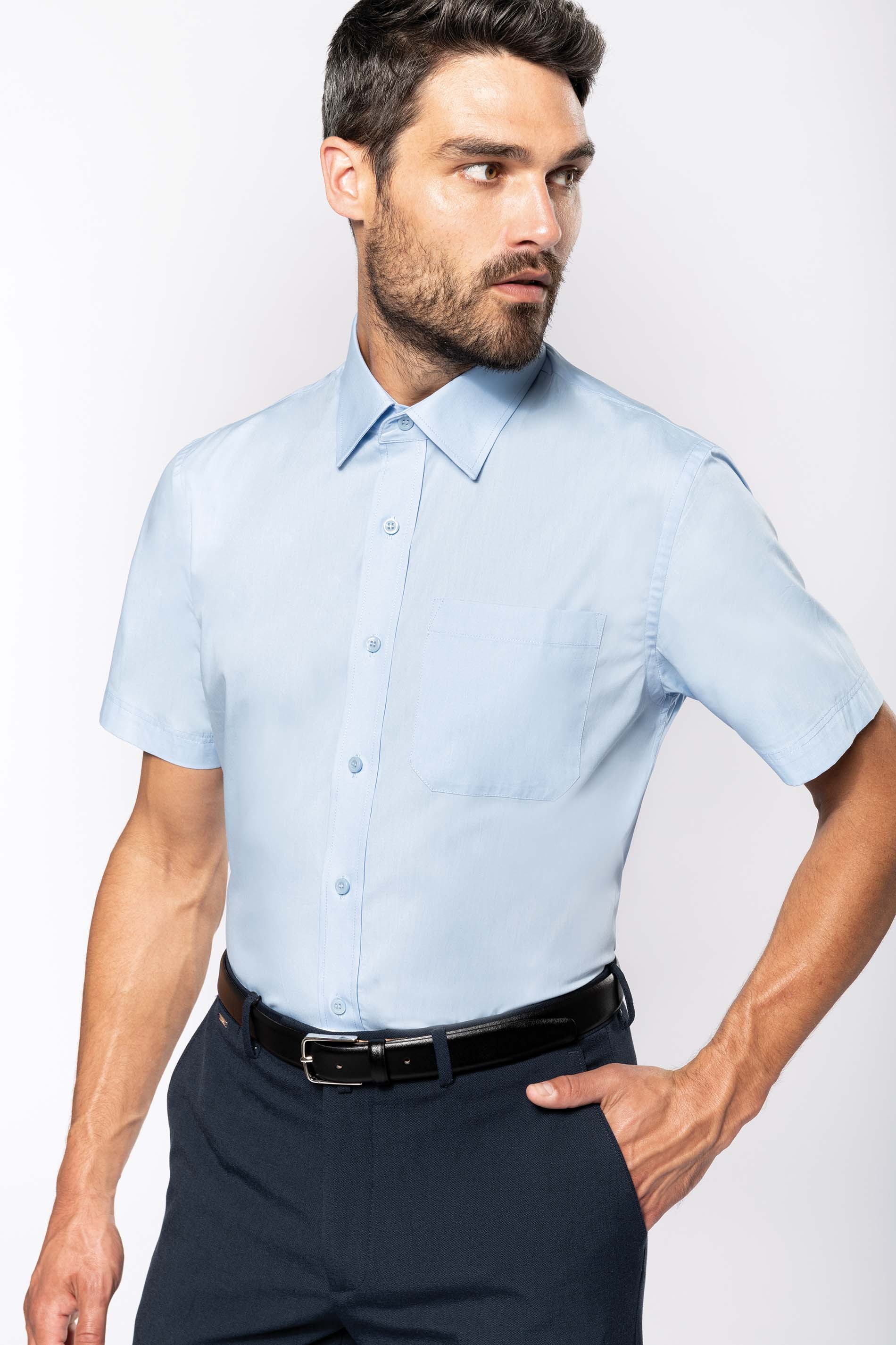 Chemise popeline manches courtes