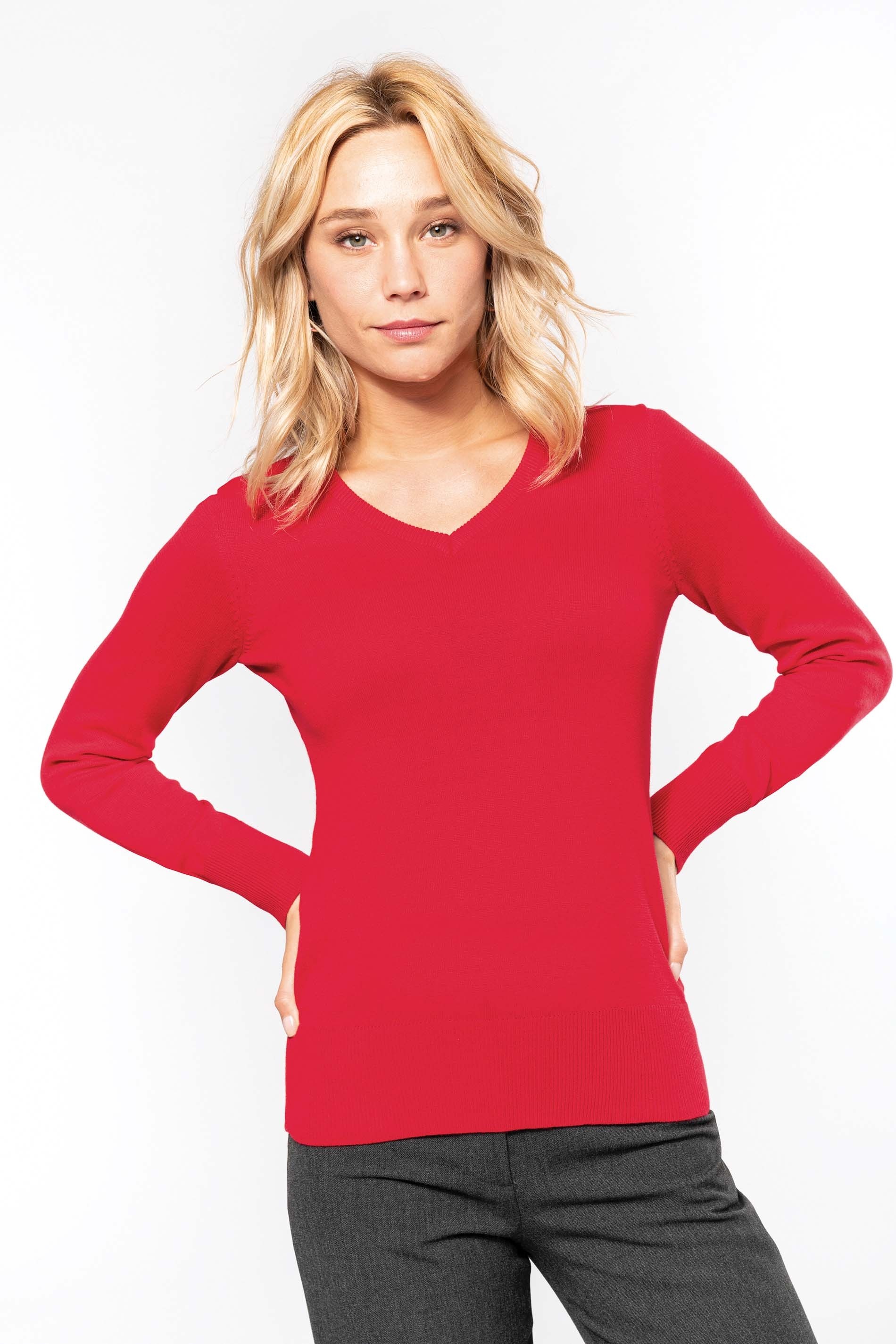 Pull col V femme