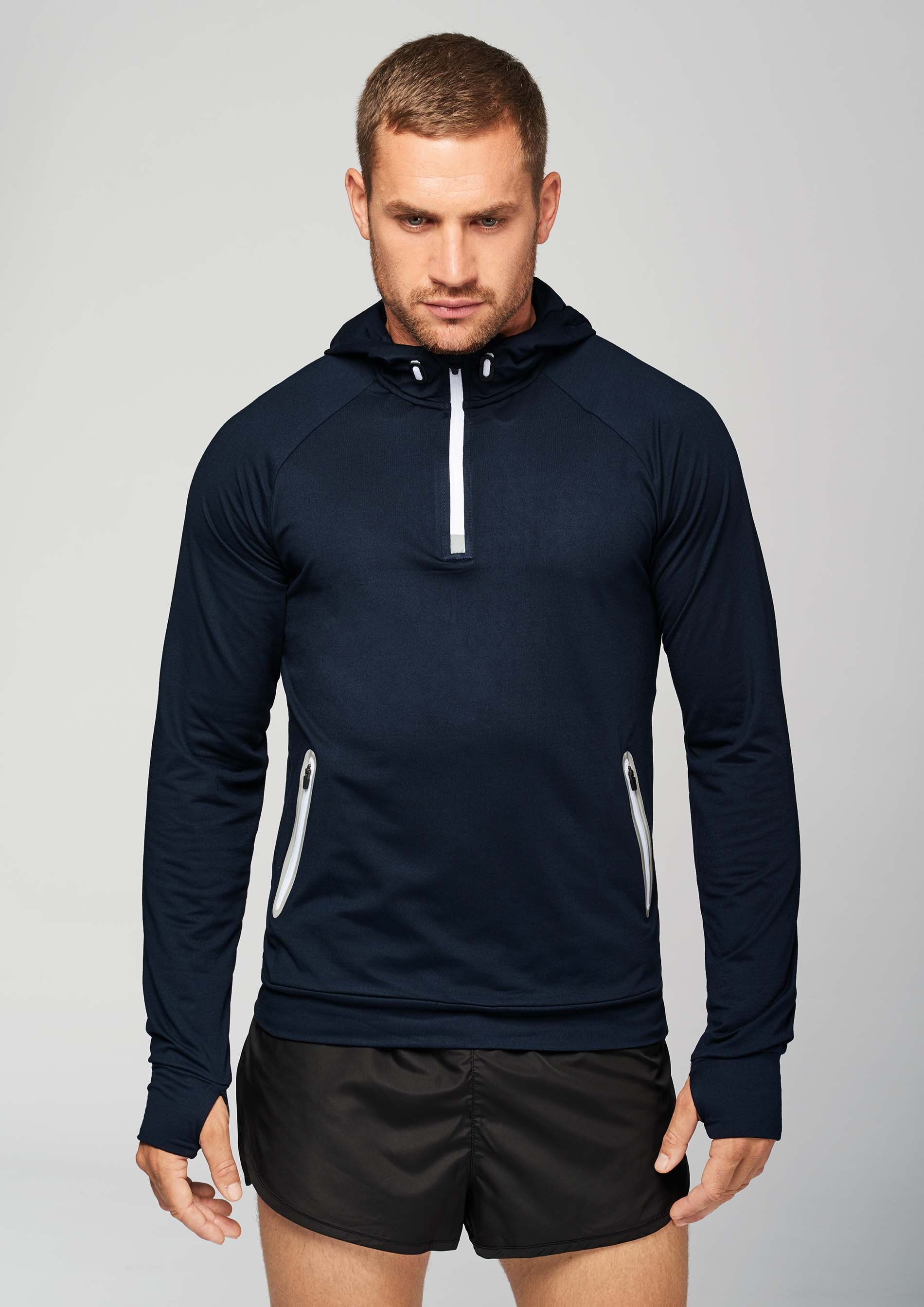 Sweat-shirt capuche 1/4 zip sport