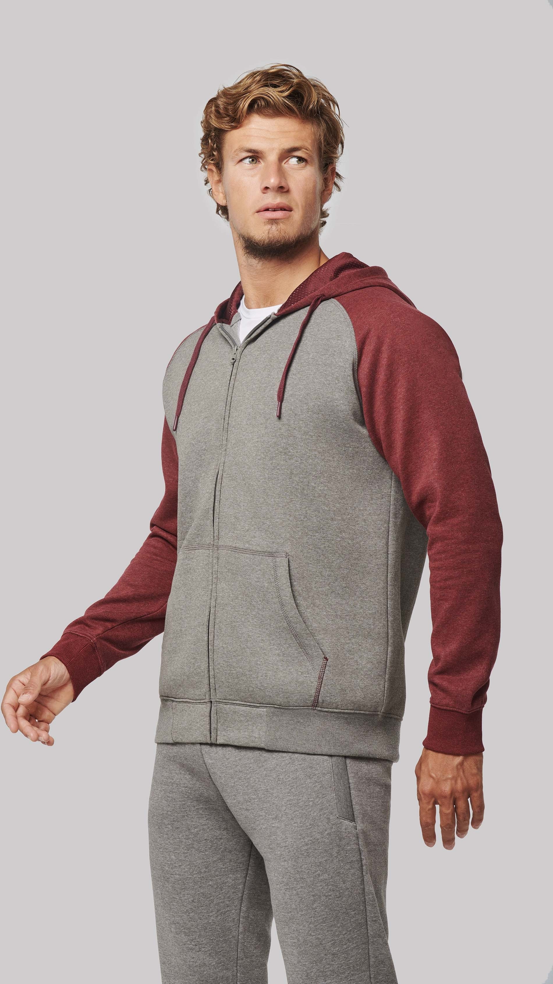 Veste molleton zippée capuche bicolore unisexe