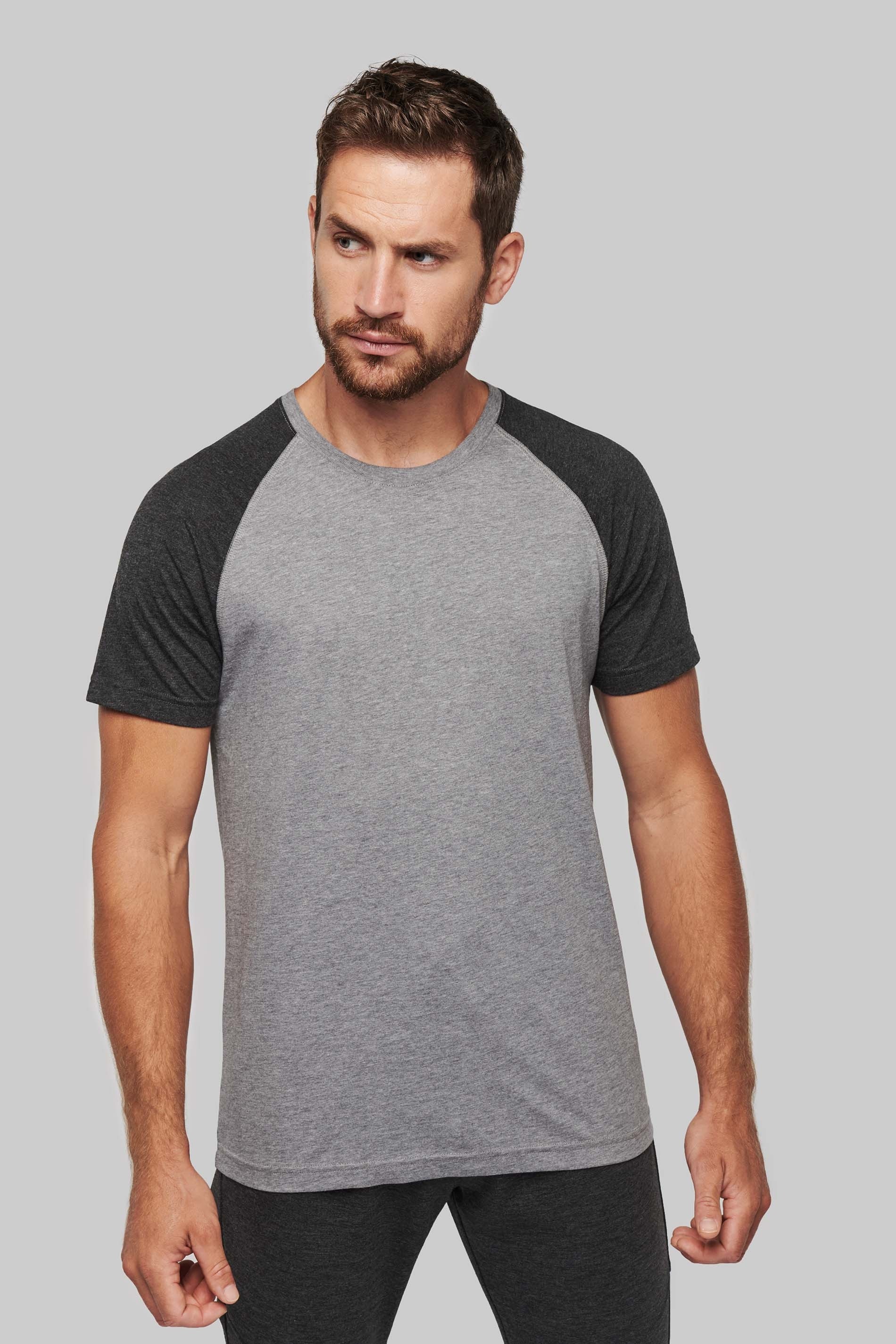 T-shirt triblend bicolore sport manches courtes adulte