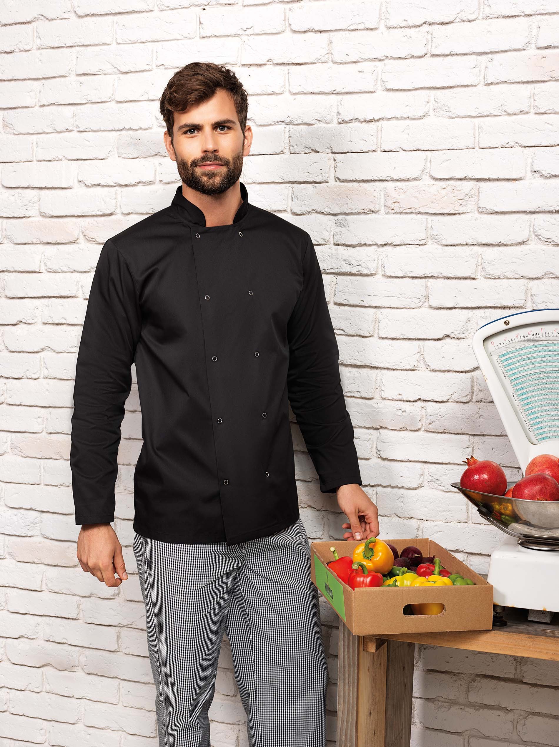 Veste de cuisine manches longues à boutons pression