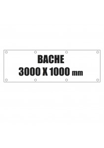 Bache 3000x1000mm avec oeillets et marquage quadri