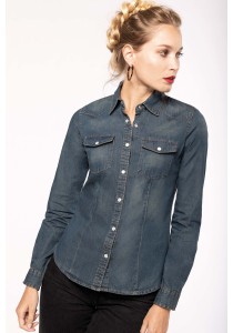 Chemise denim manches longues femme