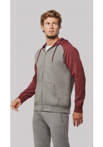 Veste molleton zippée capuche bicolore unisexe