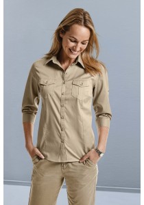CHEMISE FEMME MANCHES 3/4 TWILL ROLL-UP